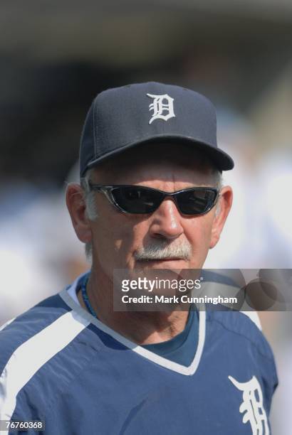 Jim Leyland of the Detroit Tigers looks on during the game against the Seattle Mariners at Comerica Park in Detroit, Michigan on September 9, 2007....