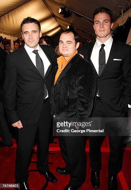 Actors Allan Hawco, Dylan Roberts and Stephen Amell attend The 32nd Annual Toronto International Film Festival "Closing The Ring" Premiere at Roy...