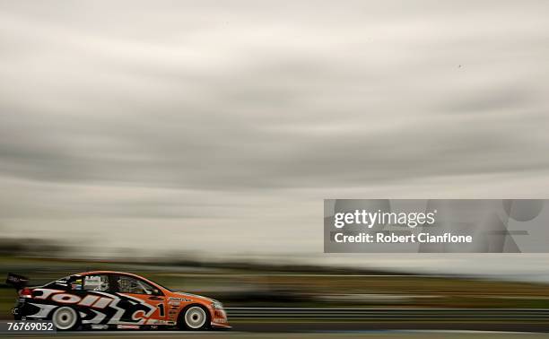 Rick Kelly of the Toll HSV Dealer Team accelerates out of turn six during practice for the Sandown 500, Round 9 of the V8 Supercars Championship...