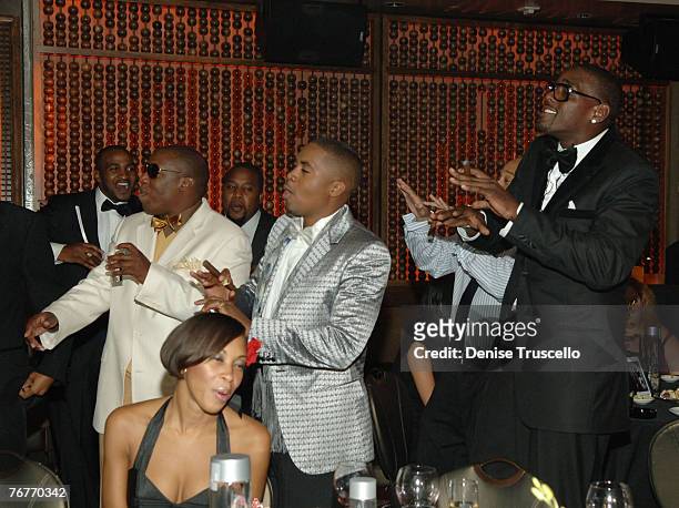 Rapper Nas and basketball player Chris Webber attend Nas' Birthday dinner at TAO Bistro at The Venetian Hotel and Casino on September 14, 2007 in Las...
