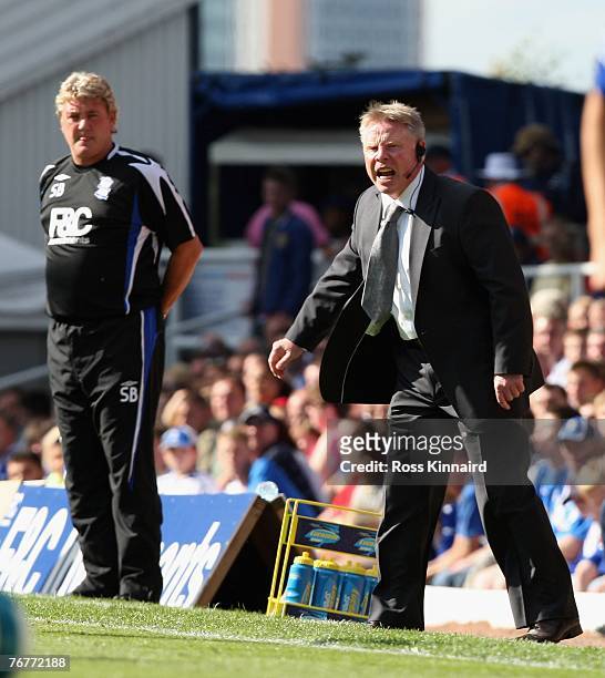 Steve Bruce, manager of Birmingham and Sammy Lee, manager of Bolton during the Barclays Premier League match between Birmingham City and Bolton...