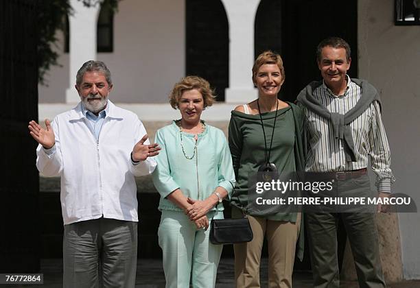 Brazilian President Luiz Inacio Lula da Silva , Lula's wife Marisa Leticia , Sonsoles Espinosa and her husband Spanish Prime Minister Jose Luis...