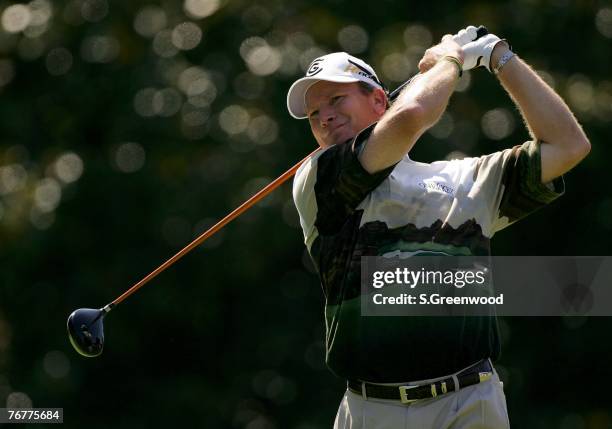Woody Austin plays the 5th hole during the third round of the TOUR Championship, the final event of the new PGA TOUR Playoffs for the FedExCup at...