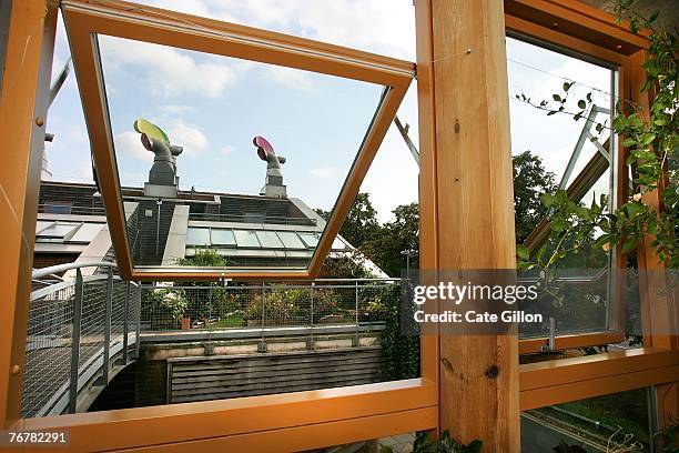 The view from the sunspace inside the show home in the eco village on Helio Road in Wallington,Surrey which had its doors open to the public for...