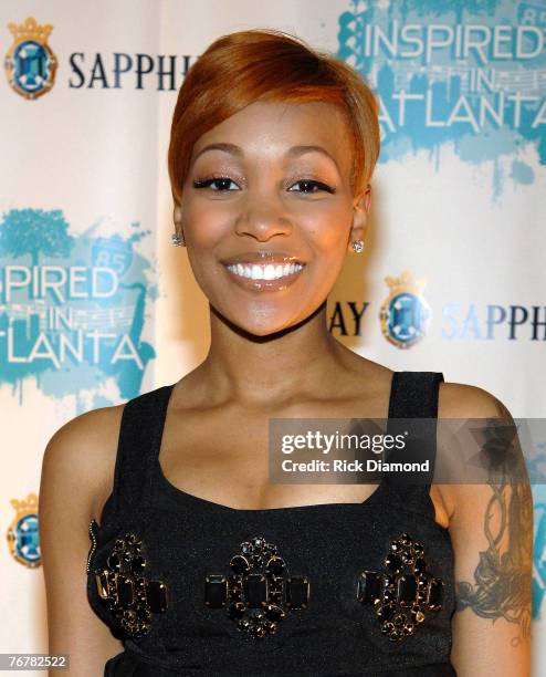 Singer/Songwriter, Monica Arrives at The Bombay Sapphire "Inspired in Atlanta" party, Honoring India.Arie, At The Americas Mart in Atlanta Georgia on...