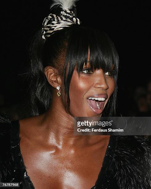 Model Naomi Campbell arrives for the Moet Mirage party at the Opera Holland Park on September 16, 2007 in London, England.