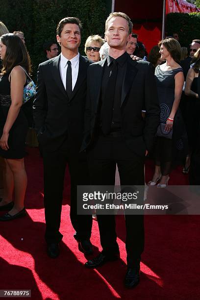 Actor Neil Patrick Harris a and guest arrive at the 59th Annual Primetime Emmy Awards at the Shrine Auditorium on September 16, 2007 in Los Angeles,...