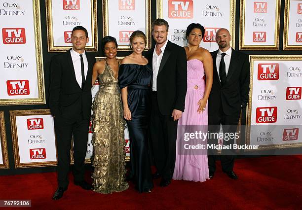 Justin Chambers and wife Keisha, Rebecca Gayheart, Eric Dane, Sara Ramirez and guest arrive at TV Guide's 5th Annual Emmy Party September 16, 2007 in...