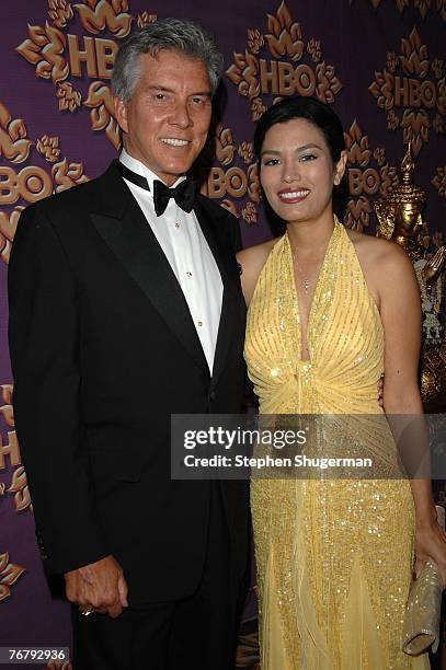 Personality Michael Buffer and Christine Prado attend the HBO Emmy after party at the Pacific Design Center on September 16, 2007 in Los Angeles,...