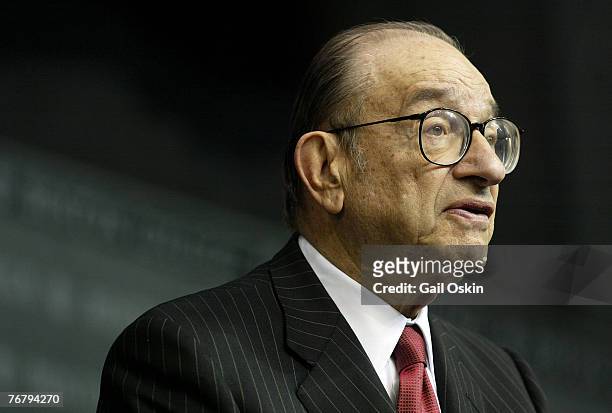 Alan Greenspan, Chairmain of the Board of Governors of the Federal Reserve System gives the keynote address at the Boston College Finance Conference...