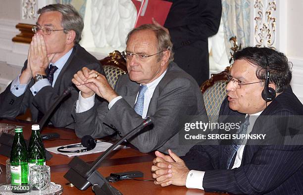 European Bank for Reconstruction and Development President Jean Lemier, VINCI President Yves Thibault De Silguy, and President and Chief Executive of...