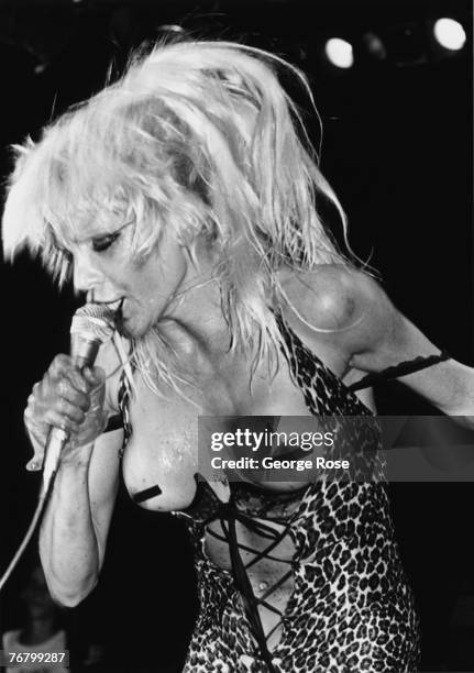 Punk rock singer Wendy O. Williams, lead singer of the Plasmatics, performs at a 1980 West Hollywood, California, concert at the Whiskey a Go Go.