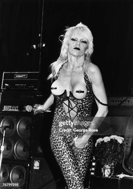 Punk rock singer Wendy O. Williams, lead singer of the Plasmatics, performs at a 1980 West Hollywood, California, concert at the Whiskey a Go Go.