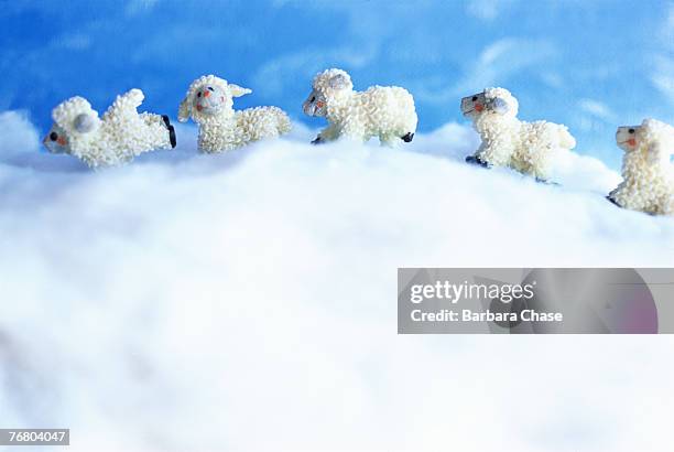 counting sheep, toy sheep on cloud - sleeping sheep stock pictures, royalty-free photos & images