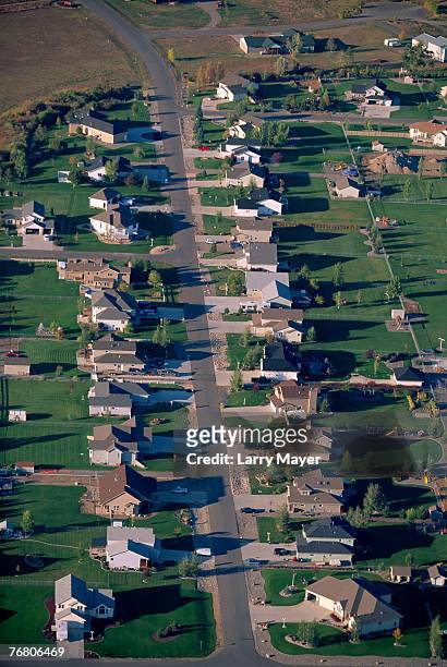 aerial view of residential neighborhood, billings, montana - billings montana stock pictures, royalty-free photos & images
