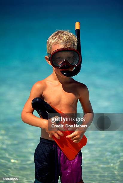 boy with snorkeling gear - solene hebert - fotografias e filmes do acervo