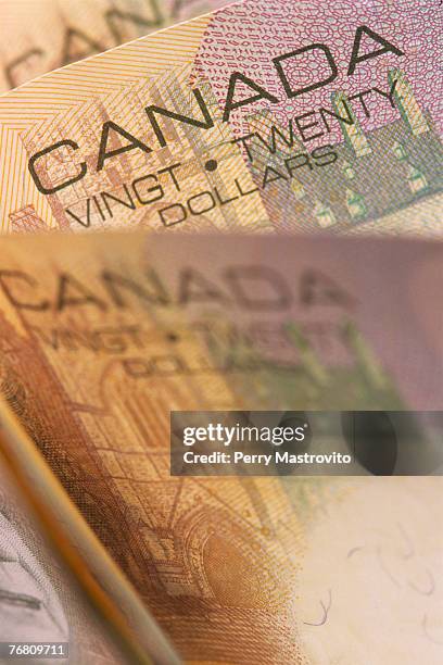 canadian twenty dollar bank notes - kanadensisk tjugodollarsedel bildbanksfoton och bilder