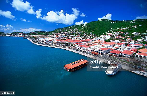 aerial view on virgin islands - kon tiki stock pictures, royalty-free photos & images