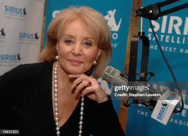 And Radio Personality Barbara Walters on the set of her new live weekly show "Barbara Live!" at Sirius Satellite Radio studios in New York City on...
