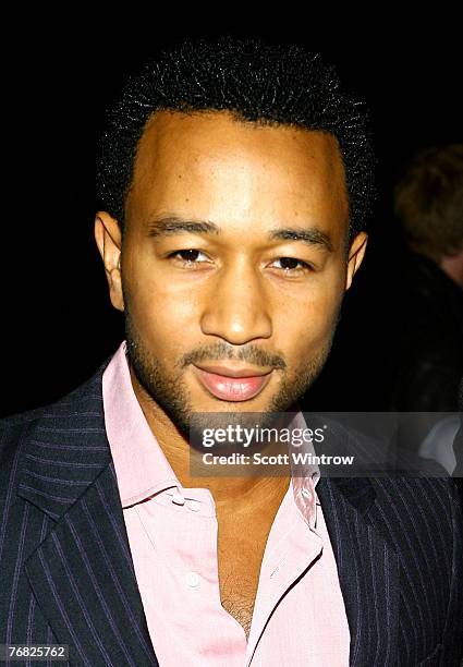 Musician John Legend attends "Greeting Card" by artist Aaron Young at the Park Avenue Armory on September 17, 2007 in New York City.