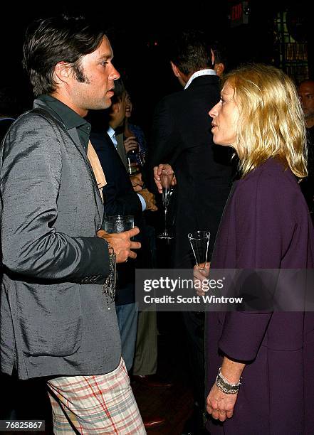 Musician Rufus Wainwright and artist Cindy Sherman attend "Greeting Card" by artist Aaron Young at the Park Avenue Armory on September 17, 2007 in...