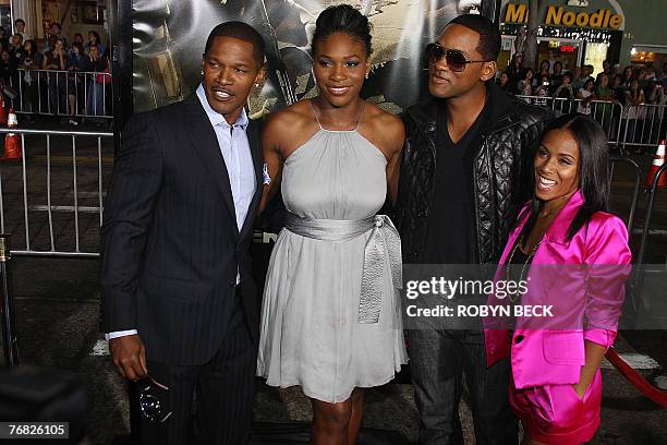 Jamie Foxx , Serena Williams , Will Smith and Jada Pinkett Smith arrive for the world premiere of "The Kingdom" 17 September 2007 at Mann's Village...