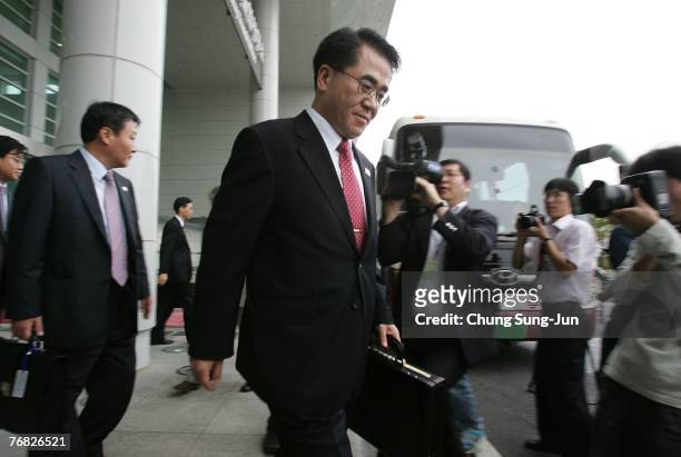 South Korean Vice Unification Minister Lee Kwan-Se and his delegation leave to visit North Korea for summit preparations at the Immigration and...