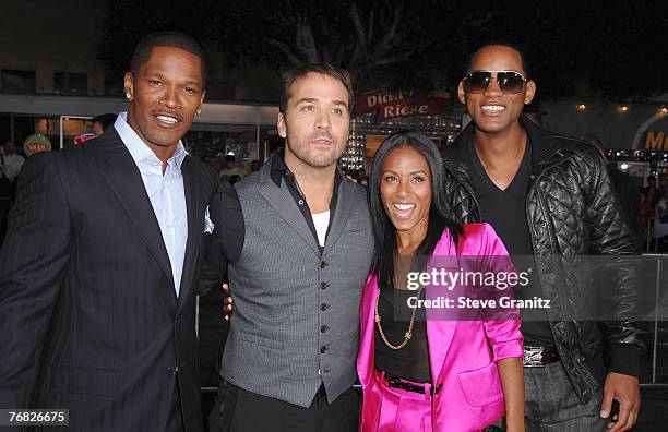 Actor Jamie Foxx and Actor Jeremy Piven and Actress Jada Pinkett Smith and Actor Will Smith arrives at the Mann's Village Theatre for the Los Angeles...
