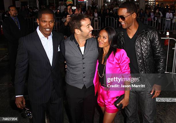 Actor Jame Foxx, actor Jeremy Piven, actress Jada Pinkett Smith and actor Will Smith arrive at the Los Angeles Premiere "The Kingdom" at the Mann...