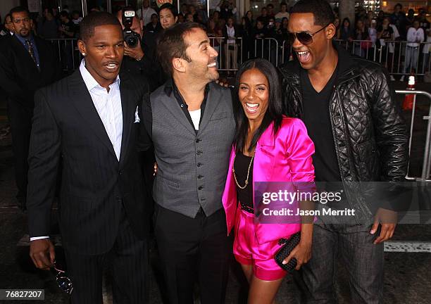 Actor Jame Foxx, actor Jeremy Piven, actress Jada Pinkett Smith and actor Will Smith arrive at the Los Angeles Premiere "The Kingdom" at the Mann...