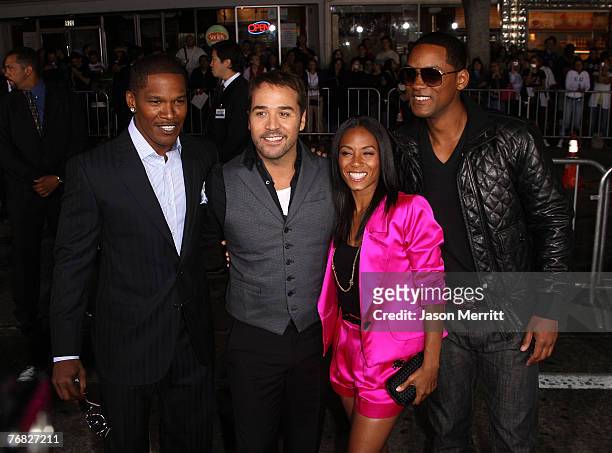 Actor Jame Foxx, actor Jeremy Piven, actress Jada Pinkett Smith and actor Will Smith arrive at the Los Angeles Premiere "The Kingdom" at the Mann...