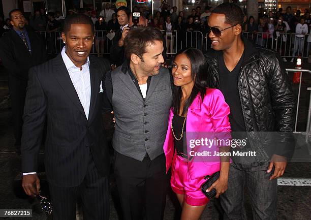 Actor Jame Foxx, actor Jeremy Piven, actress Jada Pinkett Smith and actor Will Smith arrive at the Los Angeles Premiere "The Kingdom" at the Mann...