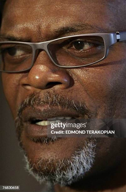 Actor Samuel L. Jackson attends a photocall in central London, 13 September 2007, as he announces his co-host and artists to date for the Swarovski...