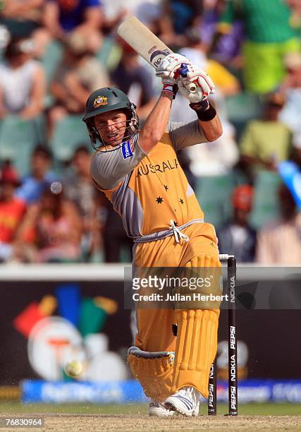 Brad Hodge of Australia attacks the Pakistan bowling at The Wanderers Cricket Ground during The ICC World Twenty20 Championship on September 18, 2007...