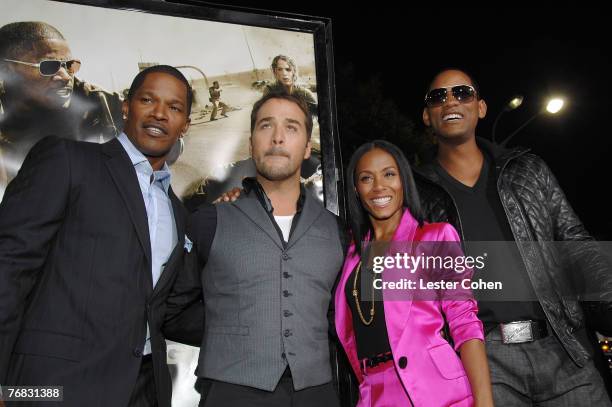 Actors, Jamie Foxx, Jeremy Piven, Jada Pinkett Smith and Will Smith arrives at the Mann's Village Theatre Los Angeles, for World premiere of "The...