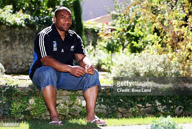 Neemia Tialata of the New Zealand All Blacks photographed at the team hotel following team training at Stade G Carcassone on September 18, 2007 in...