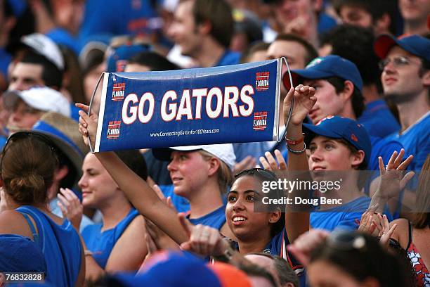 Gator fans cheer as the Tennessee Volunteers take on the Florida Gators at Ben Hill Griffin Stadium on September 15, 2007 in Gainesville, Florida....