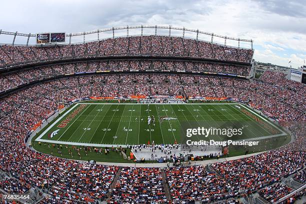 General view of the stadium as the Denver Broncos defeated the Oakland Raiders 23-20 in overtime during week two NFL action at Invesco Field at Mile...