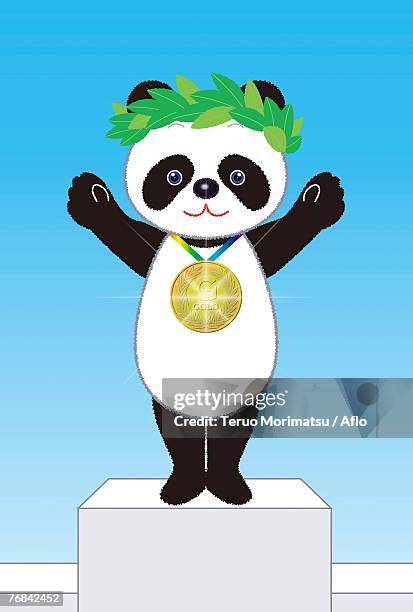 panda gold medal winner - 2008 stock-grafiken, -clipart, -cartoons und -symbole