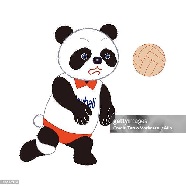 panda volleyball player - panda china stock illustrations