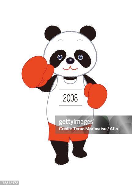 panda boxer - panda white background stock illustrations