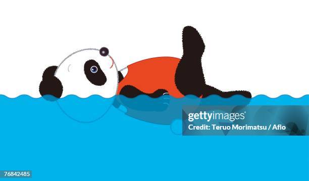 female panda backstroke swimmer - olympic training stock illustrations