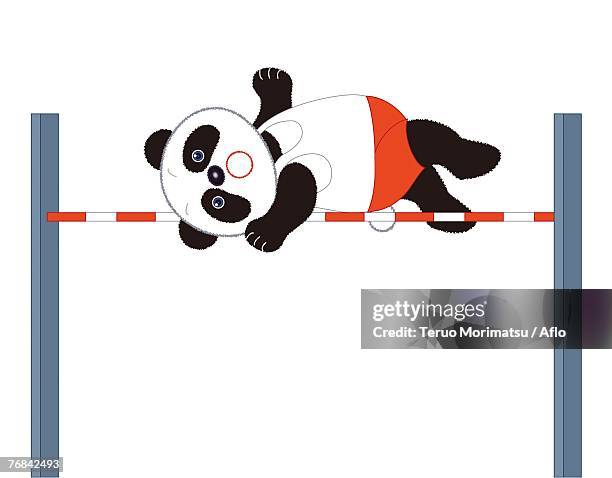 panda high jumper - olympic training stock illustrations