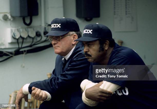 Manager Bob Lemon and Larry Doby of the Chicago White Sox. Doby replaced Lemon as manager in 1978.