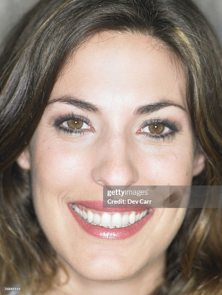 Close up portrait of young woman smiling, Alicante, Spain,