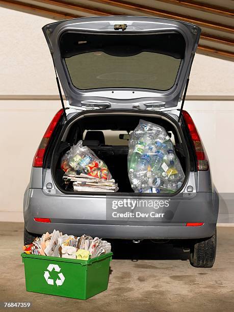 car filled with recycling - full responsibility stock pictures, royalty-free photos & images