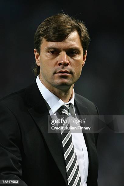 Besiktas Head Coach Ertugrul Saglam looks on during the UEFA Champions League Group A match between Marseille and Besiktas at the Stade Veledrome on...
