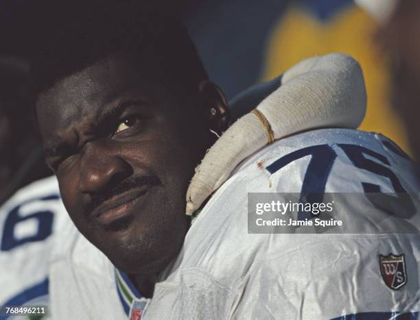 Howard Ballard, Offensive Tackle for the Seattle Seahawks during the American Football Conference West game against the Denver Broncos on 1 December...