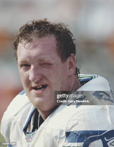 Bill Hitchcock, Offensive lineman for the Seattle Seahawks during the American Football Conference West game against the San Diego Chargers on 4...