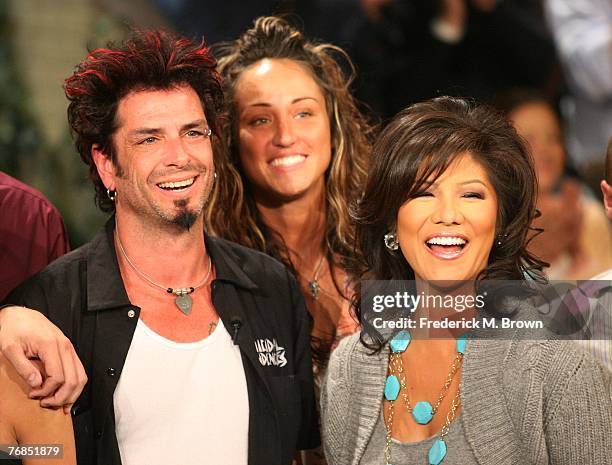 Winner of "Big Brother 8" Dick Donato is congratulated by host Julie Chen during the "Big Brother 8" live show finale at CBS Radford Studios on...